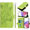 thumbnail image 3 of Wallet Case for iPhone 16, Wrist Strap & Shoulder Strap PU Leather Case, Pattern Kickstand Magnetic Clasp Folio Flip Cover for iPhone 16 Flip Case with Card Holder - Green, 3 of 9