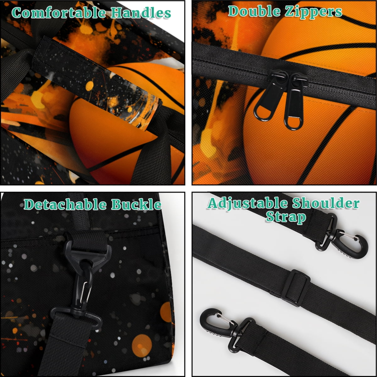 Qzjjjmy Basketball Sport Duffel Bag for Boys Men Foldable Sport Gym Bag