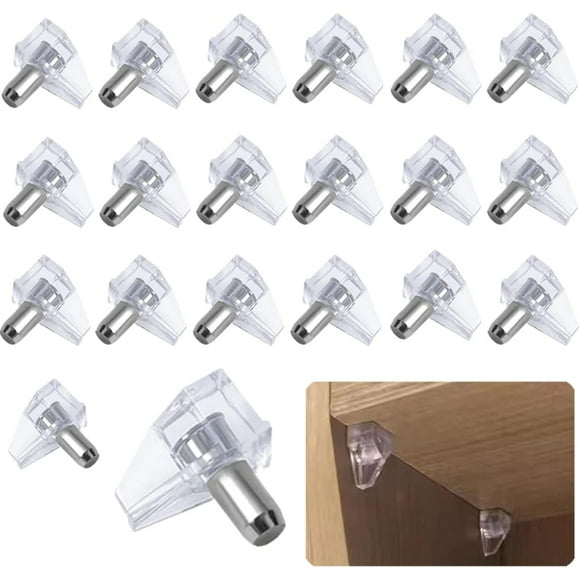 LAICAIW 60 Pcs Clear Shelf Support Pegs, Clear Plastic Shelf Pegs, Cabinet Shelf Supports Pins, Clear Shelf Pins Shelf Support Pegs, Shelf Holder Pins, Shelf Holder Replacement Peg, Bracket Steel Pi