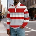 thumbnail image 4 of FRSASU Mens Waffle Knited Polo Shirts Striped Dressy thermal Basic Button Collar Long Sleeve Sweater Red, 4 of 5