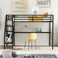 thumbnail image 2 of Euroco Metal Twin Size Loft Bed with Desk & Stairways, Metal Bed with Storage for Bedroom, No Box Spring Needed, 2 of 11
