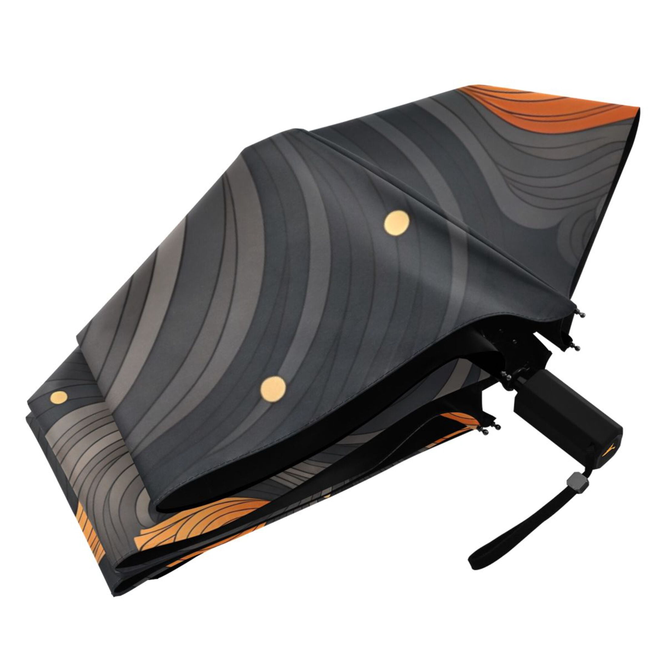Black and Orange UPF 50+ Compact Folding Umbrella for Rain Windproof Travel Umbrella Lightweight Packable
