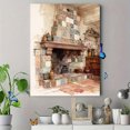 thumbnail image 4 of Vintage Tile Fireplace Watercolor Canvas Print，Home Study Living Room Kitchen Decor, 4 of 8