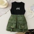 thumbnail image 2 of Staki Toddler Girls' Skirt Set Girls Tulle Skirt Set Two Piece Ruffle Sleeve T-Shirt Dress Summer Birthday Party Outfit 3T 4T 5T Army Green,12-18 Months, 2 of 4