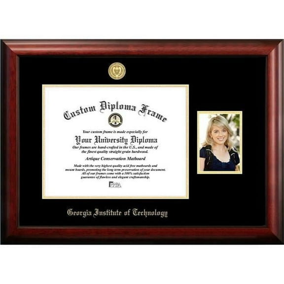 Campus Images  14 x 17 in. Georgia Institute of Technology Gold Embossed Diploma Satin Mahogany Frame with 5 x 7 in. Portrait