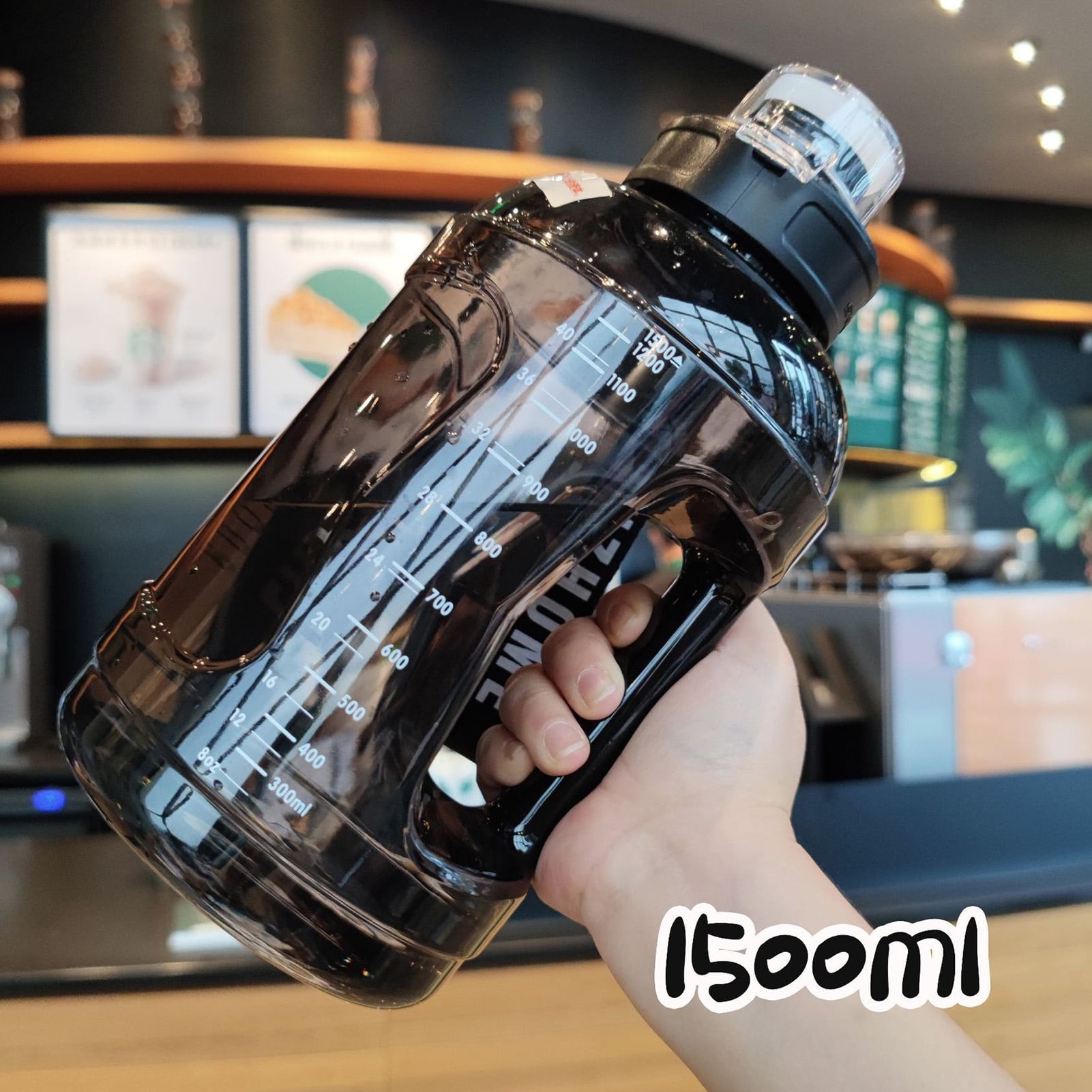 Visland 1500ml Water Bottles Large Capacity Plastic Clear Sports Drink  Bottle Gym Fitness Ton Cup With Portable Handle And Rope