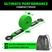 Rhnio USA Heavy-Duty Tow Strap, 2in x 20ft, 10,321lbs Capacity with Hooks