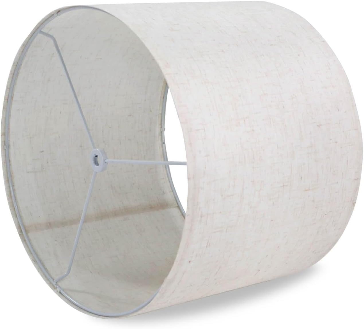 Beige Lamp Shades Set of 2, Medium Drum Lamp Shade 13"Top x 13"Bottom x 10"High(Spider), Lampshades Replacement for Table Lamps Floor Lamps, Natural Linen Hand Crafted, Easy Assembly Required