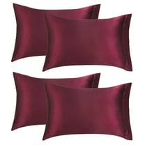 Unique Bargains 4 Pack Satin Pillowcases with Envelope Closure Burgundy Standard