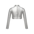 thumbnail image 2 of INHZOY Kids Girls Long Sleeves Crop Tops Shiny Metallic Turtleneck Tops T-Shirts Silver-A 8, 2 of 5