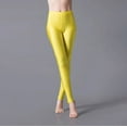 thumbnail image 2 of Prolriy Leggings for Women Glossy Casual High Waisted Elastic Yoga Pants for Women Wearing Slim Fitting 9 Point Candy Colored Leggings Womens Leggings Womens Pants Yellow2, 2 of 4