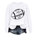 thumbnail image 3 of Holzkary Game Day Sweatshirts for Women Football Sweatshirts Funny Football Graphic Crewneck Long Sleeve Pullover Tops American Football Print Solid Color Round Neck Ladies Sweatshirt White 3Xl, 3 of 5