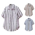 thumbnail image 3 of Fnnxeal Men Button Down Shirt Short Sleeve Collared Beach Hawaiian Summer Casual Purple Shirts for Men Size XL, 3 of 4