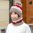 thumbnail image 6 of Herrnalise Women's Winter Thicker Knitted Warm Cap Ruff Hat Two-piece Set, 6 of 7