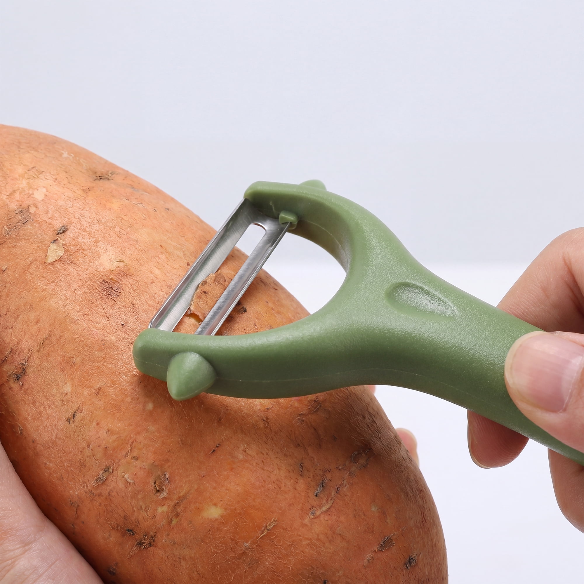 Unique Bargains Plastic Fruit and Potato Peeler with Ergonomic Handle Olive 5.8x3x1 inch