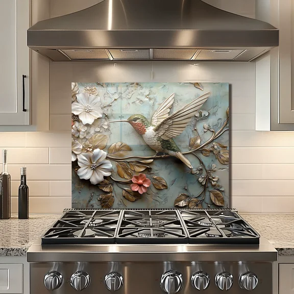 Tempered Glass Backsplash For Kitchen Behind Stove,Stove Back Top Cover,Easy to Clean Glass Splashback, Sink Cover Splash Guard,Home Kitchen Wall Decor