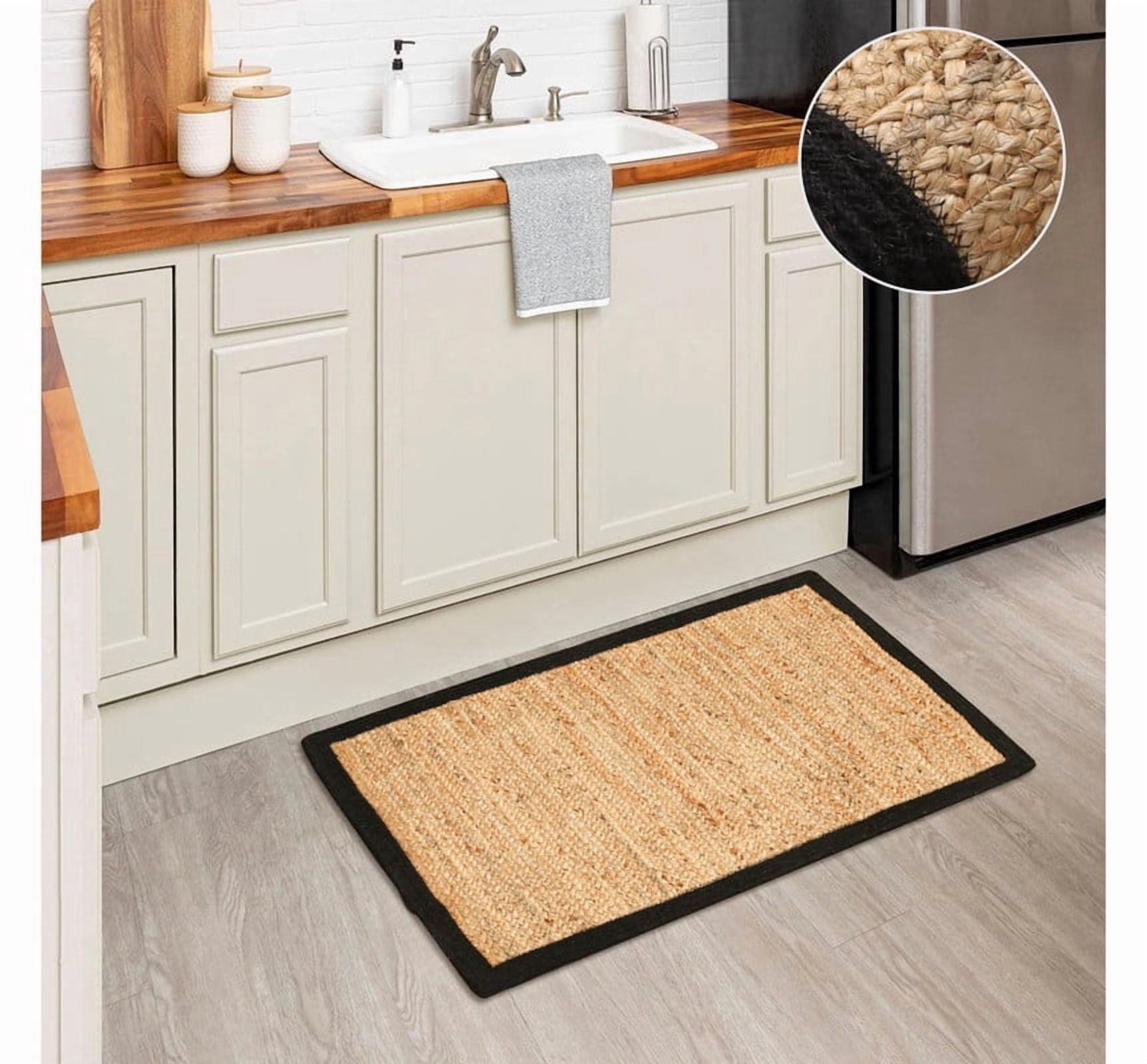 Handwoven Jute Braided Area Rug Rectangular Rustic Reversible Carpet for Living Room Bedroom_2'X5'