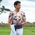 thumbnail image 3 of Rateoe White Red Cat Couple Pattern Men's Short Sleeve Polo Shirts, Golf Polo Shirts Short Sleeve Performance Moisture Wicking Dry-Large, 3 of 6