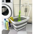 thumbnail image 2 of SAMMART Cesta plegable de plástico para la colada de 35 l (9,24 galones) con asa y ruedas – Contenedor de almacenamiento/tina de lavado plegable – Ahorro de espacio (1, blanco/gris), 2 of 5