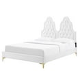 thumbnail image 1 of Tufted Platform Bed Frame, King Size, Velvet, White, Modern Contemporary Urban Design, Bedroom Master Guest Suite, 1 of 10