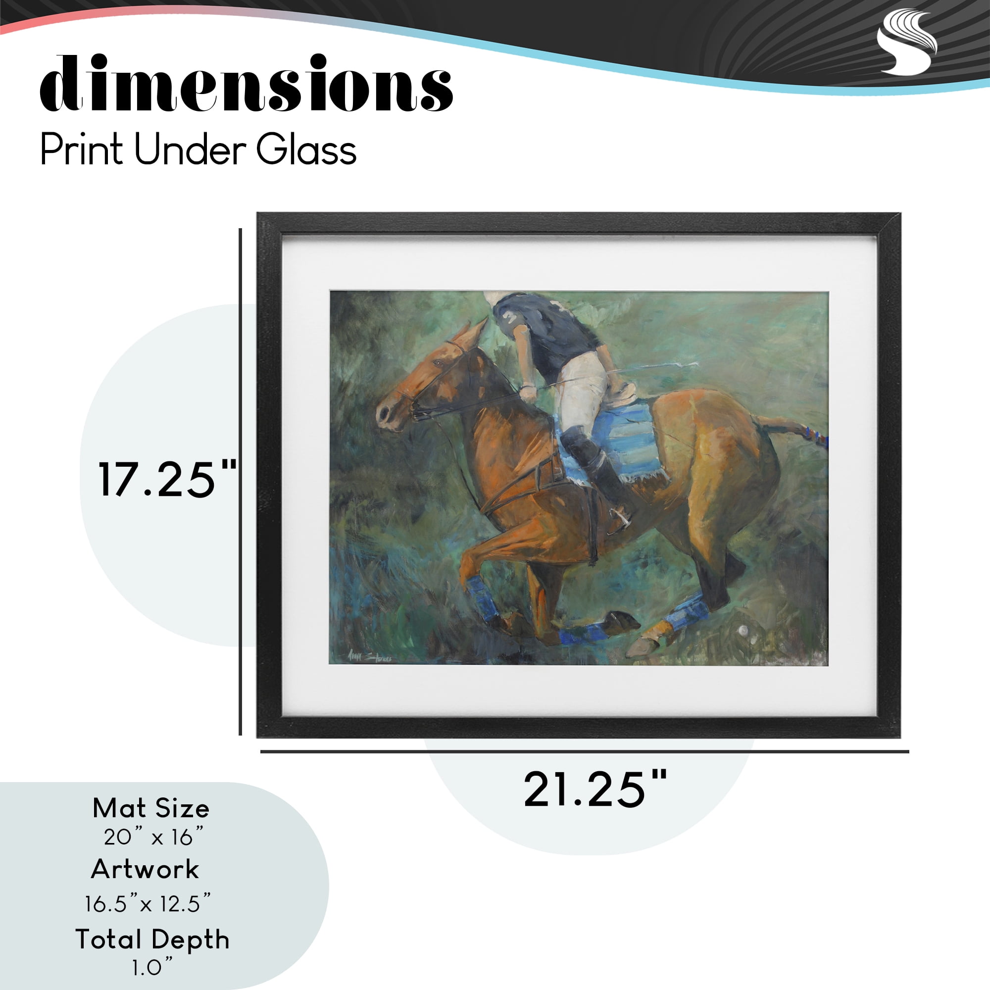 Stupell Industries Polo Rider in Dynamic Motion Black Framed Print Under Glass, design by Jadei Graphics