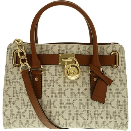 Michael Kors Women S Medium Hamilton Logo Leather Michael Kors Women S Medium Hamilton Logo Leather Shoulder Bag Satchel Vanilla