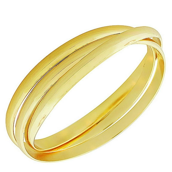 EDFORCE Stainless Steel Yellow Gold-Tone Interlocked Three Bangle Bracelets Set