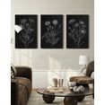 thumbnail image 3 of 16x24in Black Framed Black White Flower Wall Art Vintage Minimalist Floral Wall Hanging Decor for Office Dining Room Hallway Bohemain Botanical Prints Artwork, 3 of 9