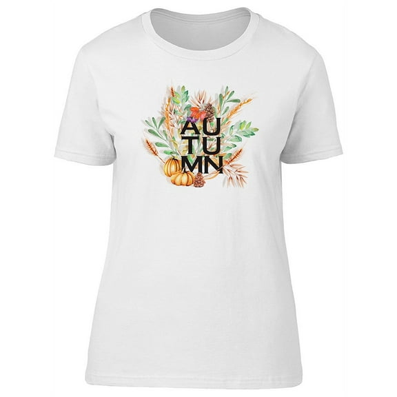 Autumn, Cute Watercolor Pumpkin T-Shirt Women -Image by Shutterstock, Female Large