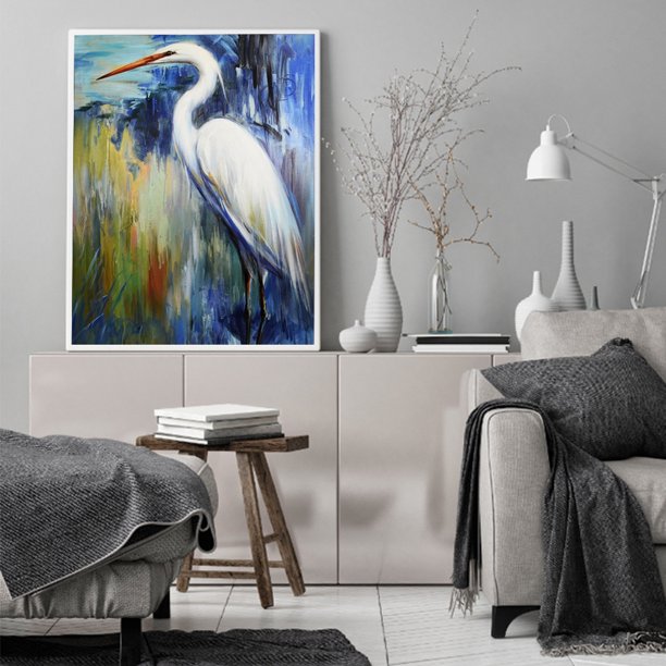 Cuadros Decorativos Pintura al óleo por números Stand Egret Canvas Artwork Living Room Picture Decoración Ndcxsfigh Nuevos Originales