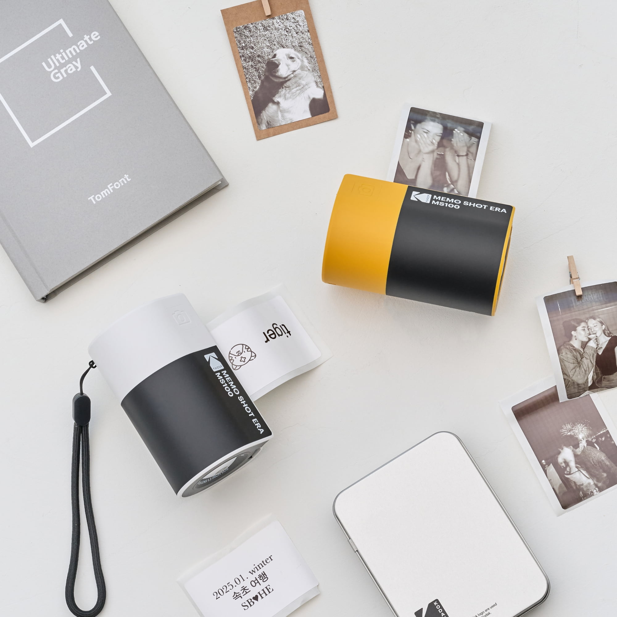 Kodak Memo Shot ERA Kids instant digital camera and photo label printer cartridge bundle, White (Camera + 10 rolls)