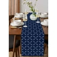 thumbnail image 3 of Table Runner Dresser Scarf 13 x 120 Inch White Diamond Lattice Navy Blue Retro Plaid Texture Table Runners Non-Slip Heat Kitchen Dining Table Decor for Indoor Outdoor Home Party Decoration, 3 of 7