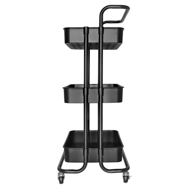 Alexent Chariot de Rangement en Plastique Moderne à 3 Niveaux en Noir