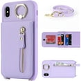 thumbnail image 4 of iPhone Xs Case for Women with Card Holder, iPhone Xs Phone Case with Strap,iPhone X Crossbody Lanyard Cases with Credit Card Slots Kickstand with Ring Holder Stand Case,5.8 Inch,Purple, 4 of 13