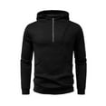 thumbnail image 5 of ZCFZJW Mens Casual Cotton Hoodies Lightweight Fall Winter Quarter Zip Long Sleeve Hooded Pullover Sweatshirts with Multi-Pockets Black S, 5 of 10
