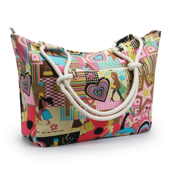 Spencer Large Beach Travel Bag Waterproof Canvas Shoulder Bag Top Zipper Closure Tote Bag for Travel, Gym, Swim and Holiday