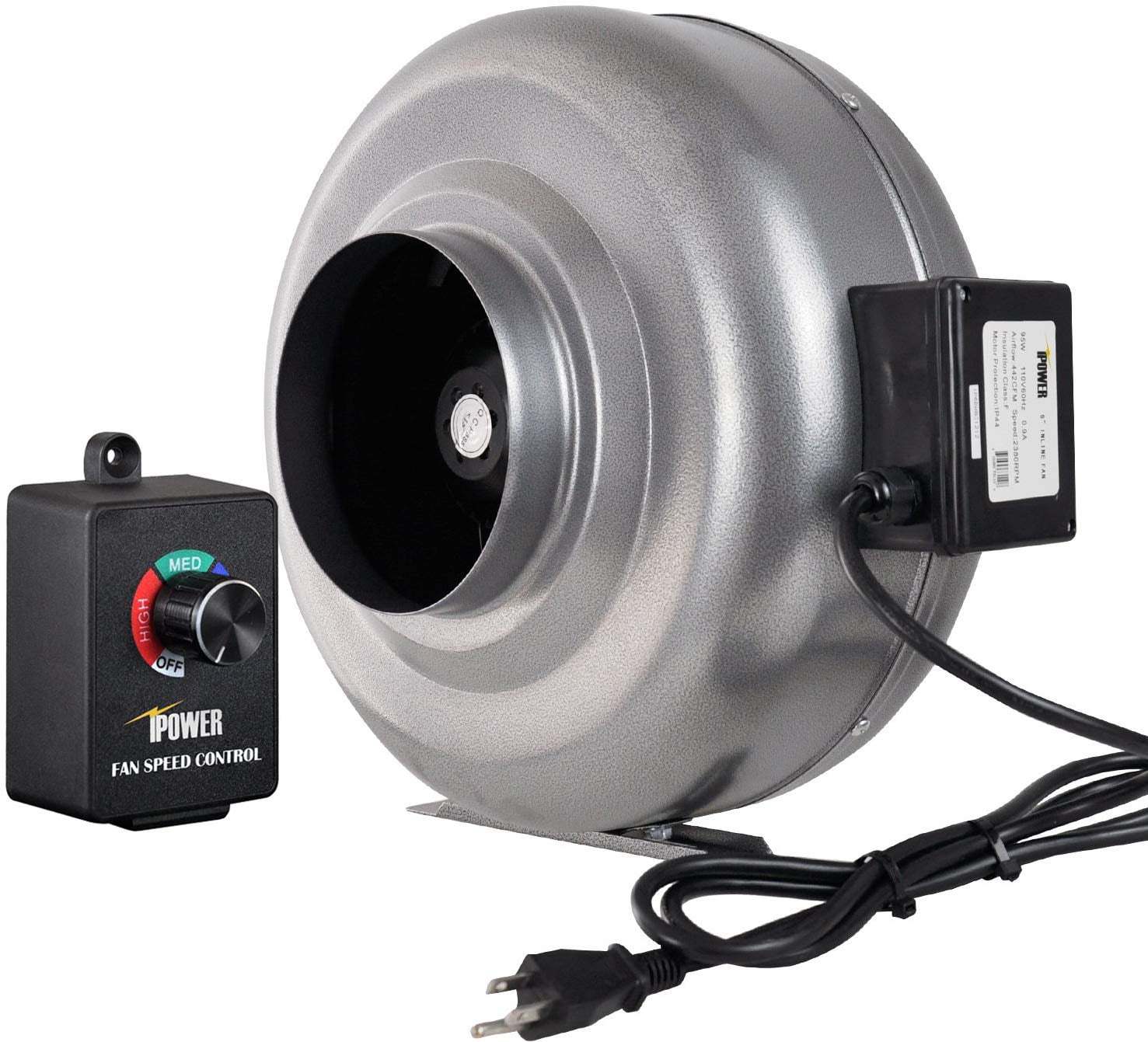 iPower 6 Inch 442 CFM Inline Duct Ventilation Fan HVAC Exhaust Blower 