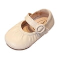 thumbnail image 3 of FSYBOA Girls Dress Shoes, Non Slip Closed Toe Soft Soled Adjustable Strap Kids Flat Shoes Beige Size 8(Toddler), 3 of 8