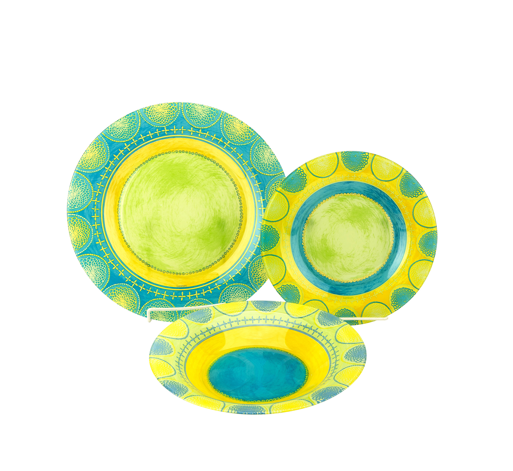 Luminarc Tempered Glass 18pc Table Set "PROPRIANO TURQUOISE", Elegant