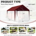 thumbnail image 2 of Kimunuk 10' x 20' Canopy Replacement Cover, Outdoor Portable Carport Replacement Canopy with Ball Bungees for Car Garage Shelter Tent Party Tent, Burgundy ,Frame is Not Included, 2 of 6