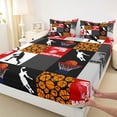 thumbnail image 3 of Homewish Basketball Gamer Twin Sheet Sets,Ball Sport Twin Fitted Sheet,Geometric Checkered Striped Flat Sheet For Boys Kids,Luxury Bedroom Decor,3-Piece, 3 of 7