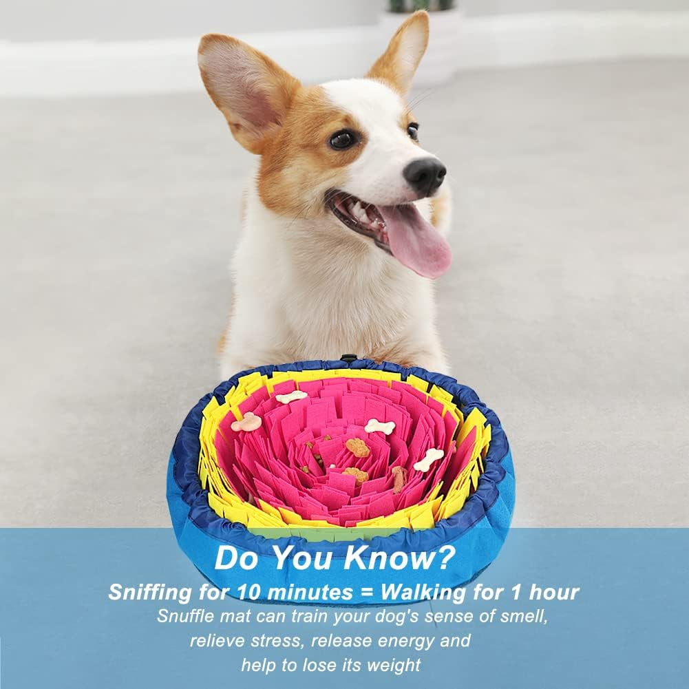 Snuffle Mat for Dogs, Interactive Dog Enrichment Toys for Boredom and Mental Stimulation, Adjustable Sniff Mat for Slow Eating and Keep Busy (Red & Yellow)