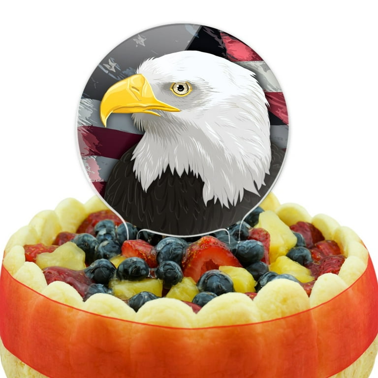 Acrylic American Bald Eagle Flag Usa Patriotic Cake Topper Party Decoration For Wedding Anniversary Birthday Graduation