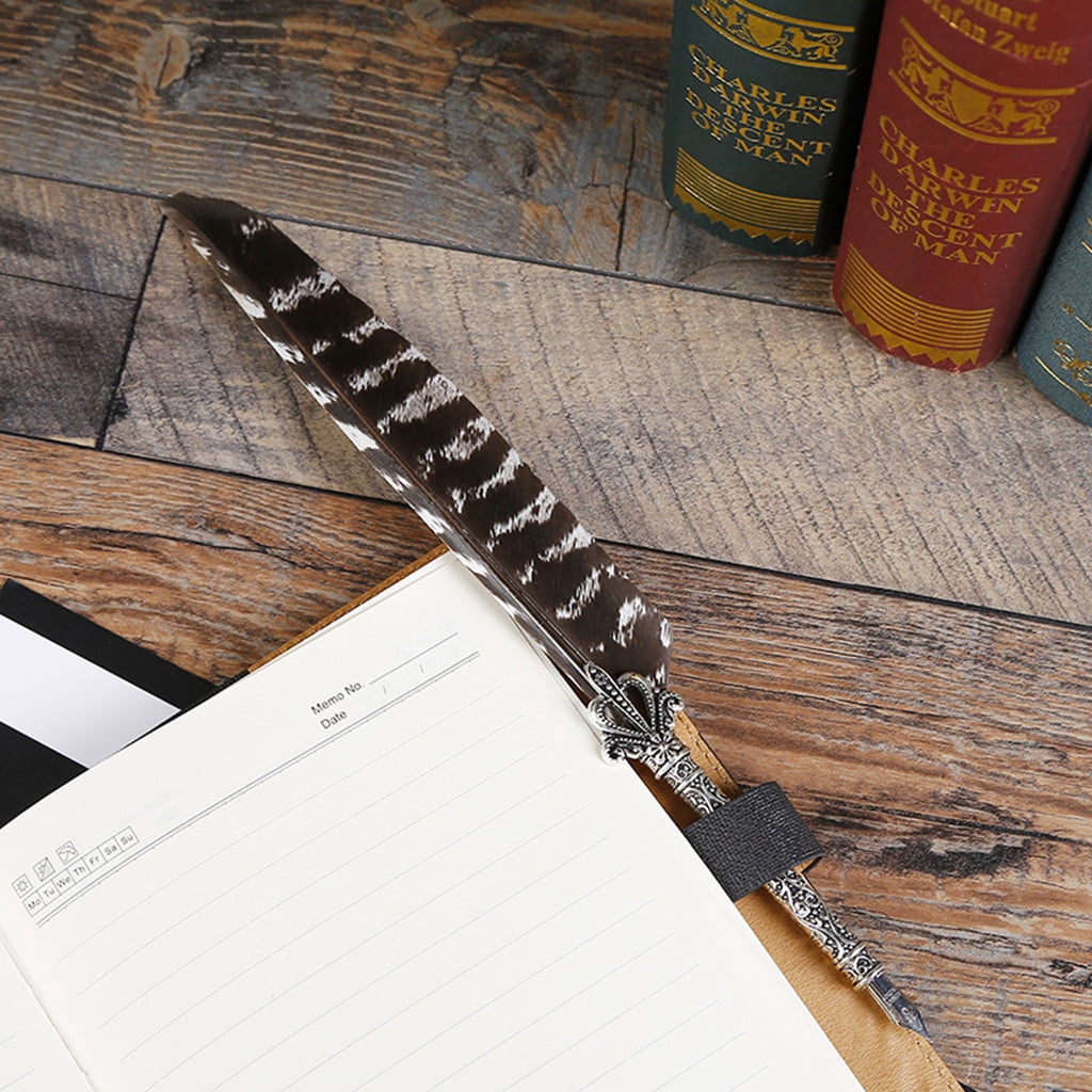 Luxury Vintage Quill Dip Calligraphy Fountain Pen Writing Ink 5 Nibs Set Stationery Gift Box