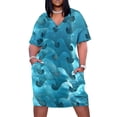 thumbnail image 1 of Vestido suelto estilo coreano para mujer, vestido de noche con bolsillos y estampado azul océano., 1 of 7