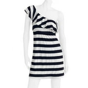 Juniors' Plus Knit One Shoulder Ruffle Dress