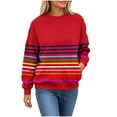 thumbnail image 5 of IUYRTFE Women's Colorful Striped Crew Neck Long Sleeve Sweatshirt – Relaxed Fit Casual Pullover for Fall, Winter, and Daily Wear, 5 of 6