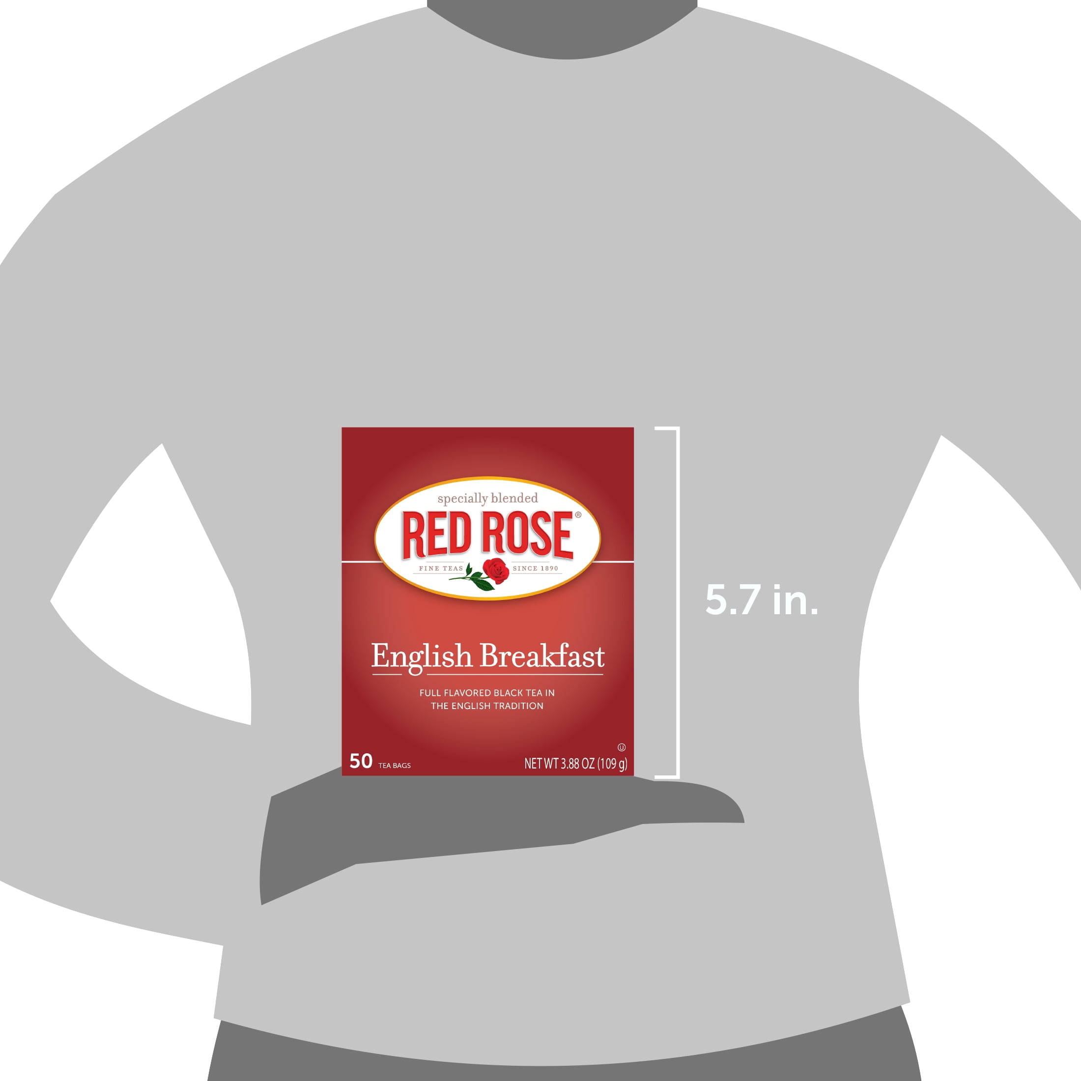 Red Rose English Breakfast Tea Specially Blended Strong Robust Black Tea with 50 Individually Wrapped Tea Bags Per Box (6pk) Contains Caffeine Brew Hot Full Flavored Black Tea in the English Tradition