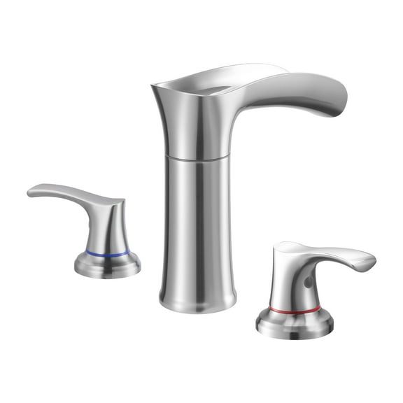 KFFKFF Roman Tub Faucet, 3-Hole Waterfall Bathtub Fixture, Zinc Alloy Bath Faucet Set with Dual Handles, Deck-Mounted Design for Washing Pets and Bathing, Silver Finish, Hot and Cold Water Adjustment