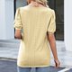 thumbnail image 3 of Blusa de manga corta para mujer, Color puro, ahuecada, informal, holgada, de verano, camiseta amarilla L, 3 of 8